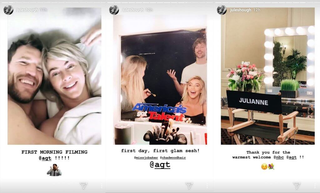Julianne Hough AGT Instagram stories