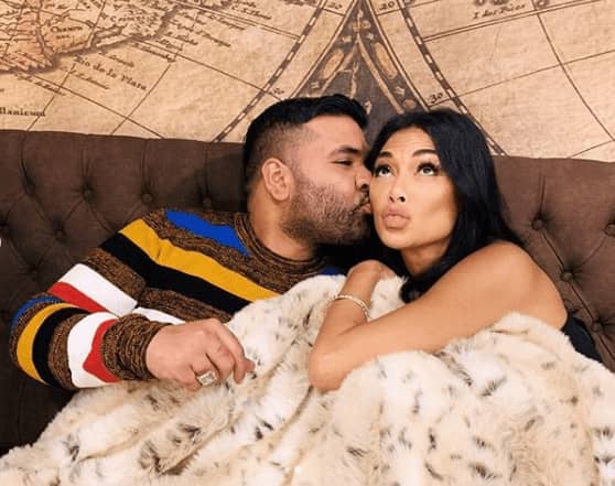 Nicole Scherzinger and Naughty Boy on set of "X Factor: The Band"