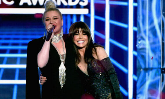 Kelly Clarkson and Paula Abdul