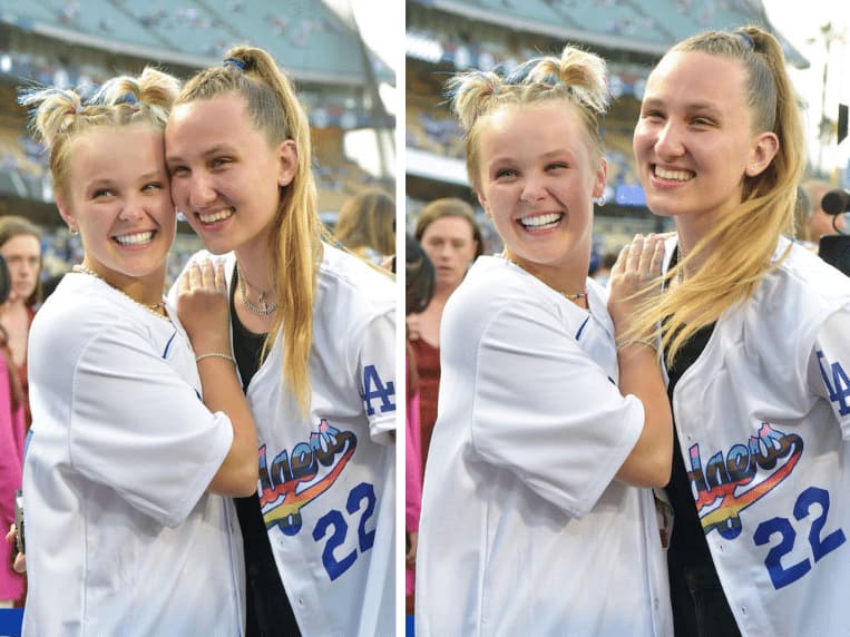 JoJo Siwa and Kylie Prew at the 9th Annual LGBTQ+ Night at Dodger Stadium