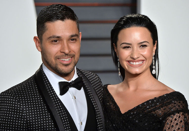 Demi Lovato and Wilmer Valderrama at the 2016 Vanity Fair Oscar Party