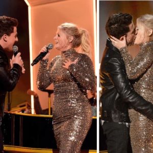 Meghan Trainor and Charlie Puth at the 2015 American Music Awards