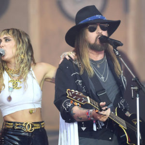 Miley Cyrus, Billy Ray Cyrus performing at the Glastonbury Festival 2019