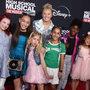 JoJo Siwa and XOMG POP on the High School Musical The Musical The Series red carpet