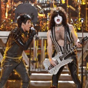 Adam Lambert on stage with Kiss on 'American Idol'