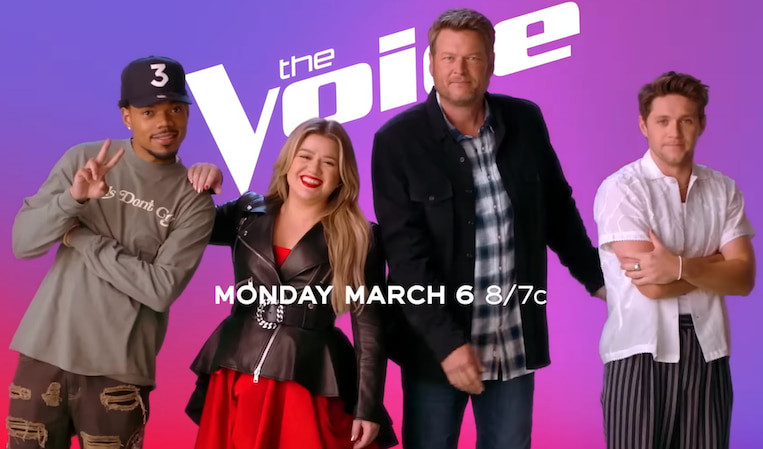 Chance the Rapper, Kelly Clarkson, Blake Shelton, and Niall Horan on 'The Voice' season 23