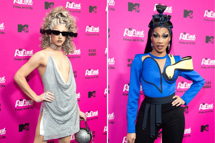 Amethyst and Robin Fierce at RuPaul's Drag Race season 15 premiere