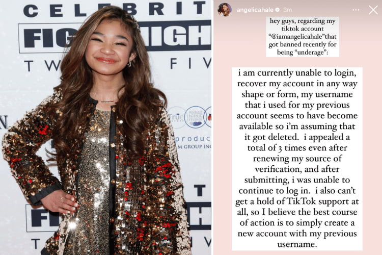 Angelica Hale at Celebrity Fight Night XXV, Angelica Hale via Instagram Stories