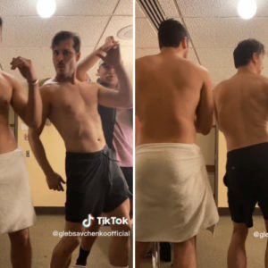 Alan Bersten, Gleb Savchenko, and Brandon Armstrong on Gleb's TikTok