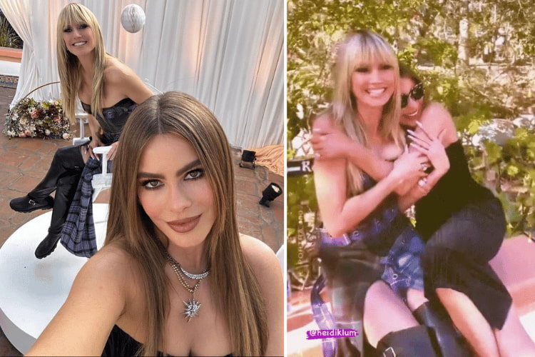 Sofia Vergara and Heidi Klum filming for 'Germany's Top Model'