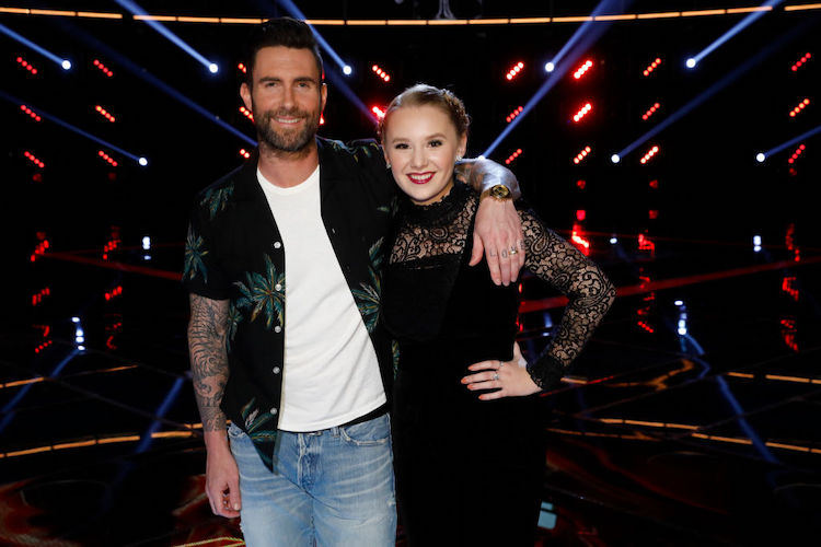 Addison Agan and Adam Levine on The Voice.