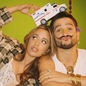 Camila Cabello and Camelio on set of their music video for "Ambulancia"