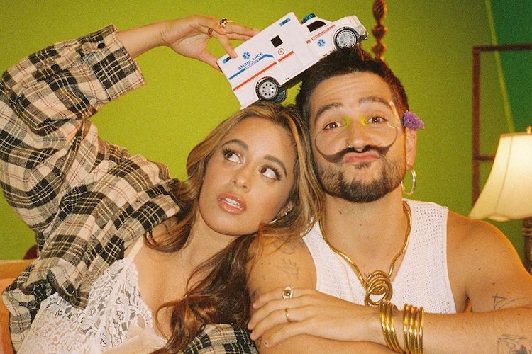Camila Cabello and Camelio on set of their music video for "Ambulancia"