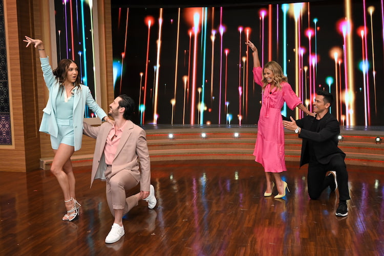 Jenna Johnson, Val Chmerkovskiy, Kelly Ripa and Mark Consuelos on Live With Kelly and Mark