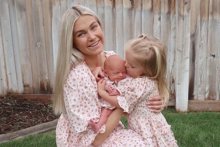 Lindsay Arnold with her daughters Sage and June