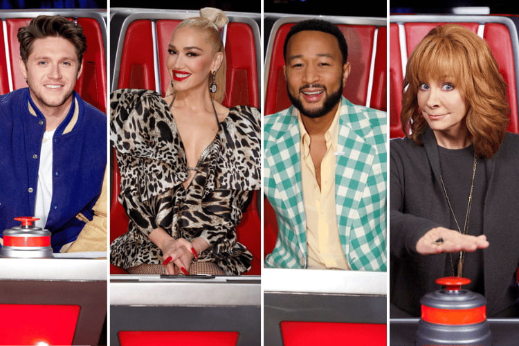 Niall Horan, Gwen Stefani, John Legend, and Reba McEntire on 'The Voice'