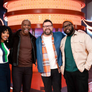 Dalal Elsheikh, Terry Crews, Rutledge Wood, and Hertrech Eugene Jr. for 'Hot Wheels: Ultimate Challenge"