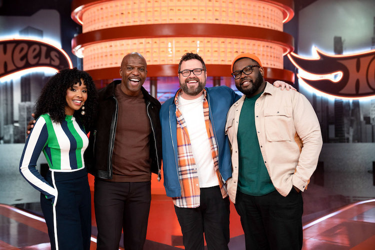 Dalal Elsheikh, Terry Crews, Rutledge Wood, and Hertrech Eugene Jr. for 'Hot Wheels: Ultimate Challenge"