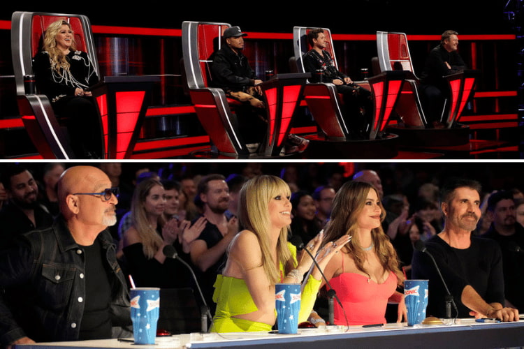 Kelly Clarkson, Niall Horan, Chance The Rapper, and Blake Shelton on 'The Voice', Howie Mandel, Heidi Klum, Sofia Vergara, and Simon Cowell on 'America's Got Talent'