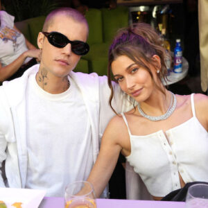 Justin Bieber and Hayley Bieber at the Super Bowl LVI Pregame