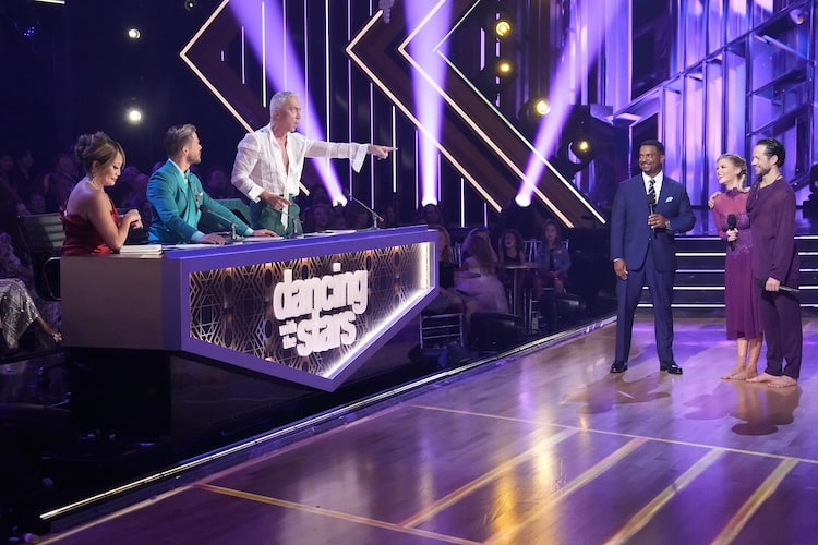 Judges Carrie Ann Inaba, Bruno Tonioli, and Derek Hough, Host Alfonso Ribeiro and contestants Ariana Madix and Pasha Pashkov on 'Dancing With the Stars' Disney100 Night
