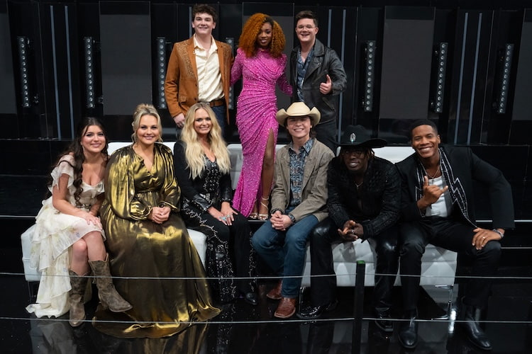 Mattie Pruitt, Breanna Nix, Miranda Lambert, Slater Nalley, Gabby Samone, Josh King, John Foster, Jamal Roberts, and Thunderstorm Artis on 'American Idol' 2025