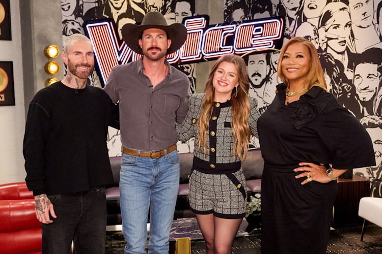 Adam Levine, Riley Green, Kelly Clarkson, and Queen Latifah on 'The Voice' 2026